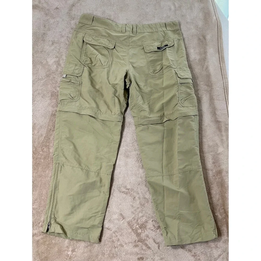 Cabelas Convertible Hiking Cargo Pants Men's 38x30 Green Zip Off Shorts GOOD